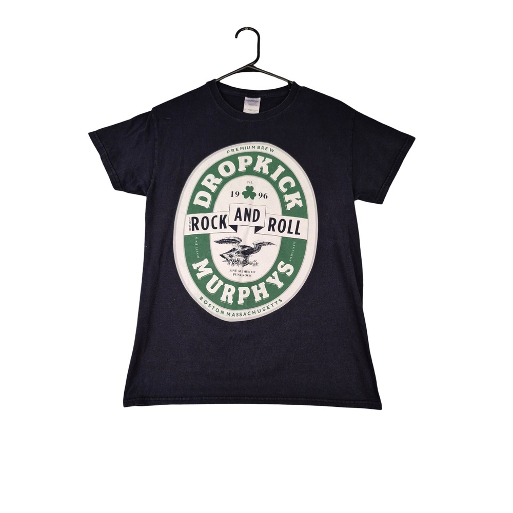 Dropkick Murphys Mens Black Beer Label Graphic T-Shirt Sz S Boston Punk Rock Y2K